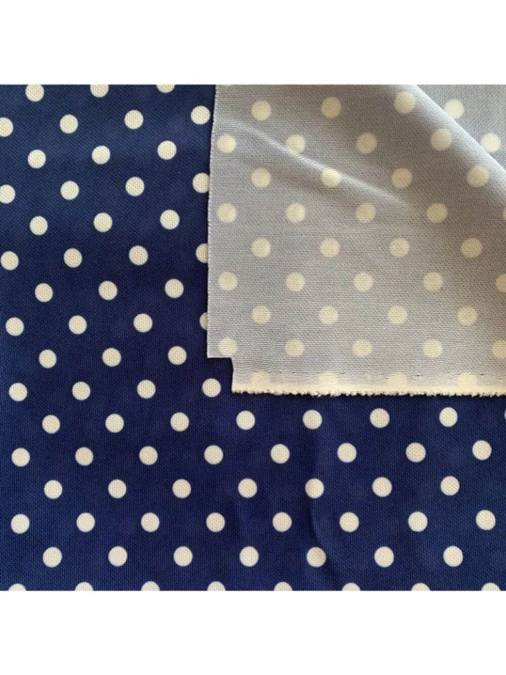 Blue White Polka Dot Polyester Fabric 2 3/8 Yards 60” W x 52” L NOS